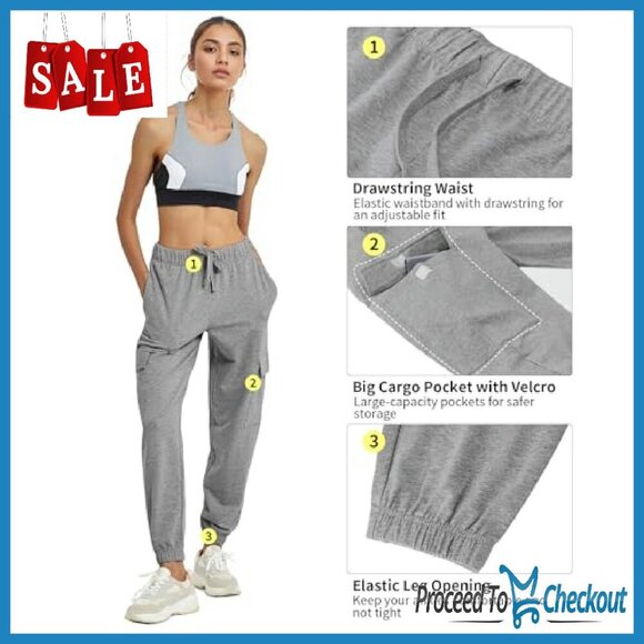 Loose Cargo Sweatpants with Pockets, Athletic Fit Joggers for Yoga Lounge - Picture 3 of 8